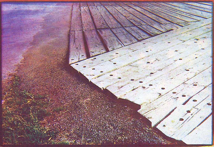 Wayne Riggs &COPY; 1975, Title : Boardwalk ,5 x 7 in. Photograph , Kwik Proof, in camera color seperation ,reconstruction of color, collection of the artist.