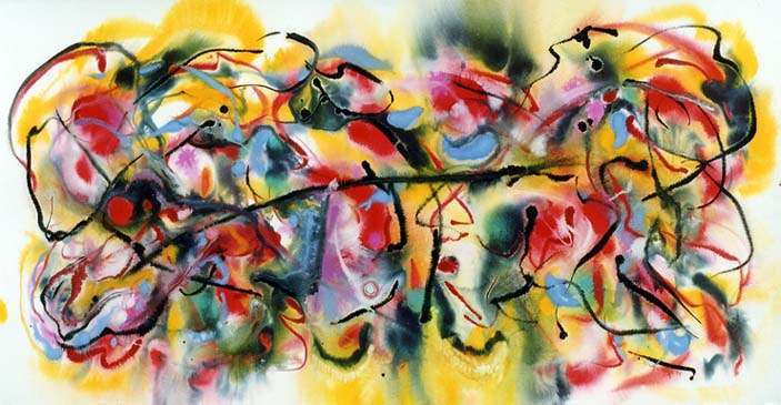 Wayne Riggs  &copy; 1998, Watercolor, gouache, dry pigments,  57 cm. x 105 cm. (22 1/2 x 41 3/8 in) collection of the artist.
