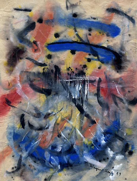 Wayne Riggs &copy; 1993, watercolor, gouache, on papyrus,  19 cm. x 16 cm. ( 7 1/2 x 6 3/8 in.)  collection of the artist.