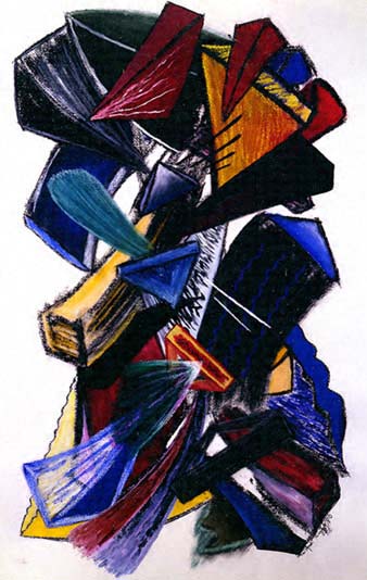 Wayne Riggs, &copy; 1990,Untitled, Gouache,watercolor,oil pastel,dry pastel and charcoal on paper;  103 cm. x 65 cm.. (40 1/2 x  25 1/2 in) collection of the artist.