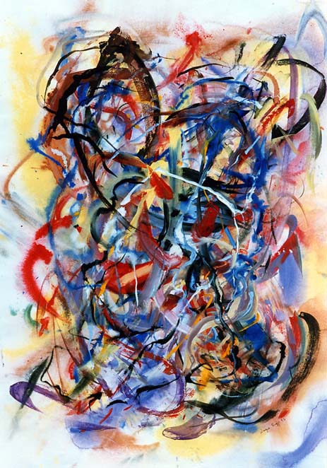 Wayne Riggs &COPY; 1996, Watercolor, gouache, dry pigments, 104 cm. x 74 cm. (41 x 29 in.) collection of the artist.