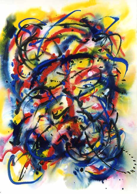 Wayne Riggs &COPY; 1999, Watercolor, gouache, dry pigments, 76 cm. x 57cm. (30 x221/2 in)collection of the artist.