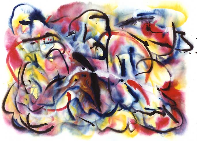 Wayne Riggs &copy;1999, Watercolor, gouache, dry pigments, 76 cm. x 105 cm, collection of the artist.
